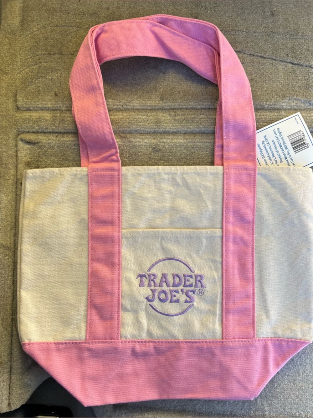 NWT Trader Joe’s Pink Canvas Pastel Tote Bag